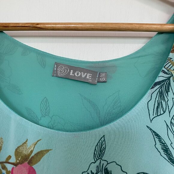 Floral & Flowy High- Low Green Dress with Floral Pattern Size S/M - Picture 6 of 12